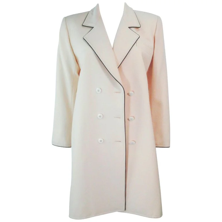 Flash Sale YVES SAINT LAURENT 1980s Ivory Wool Tuxedo Dress Size 38-40