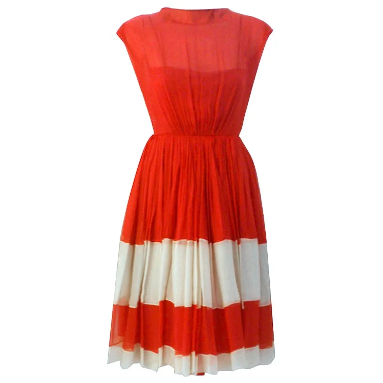 Price Reduction JAMES GALANOS 1960s for Amelia Gray Red Chiffon Cocktail Dress