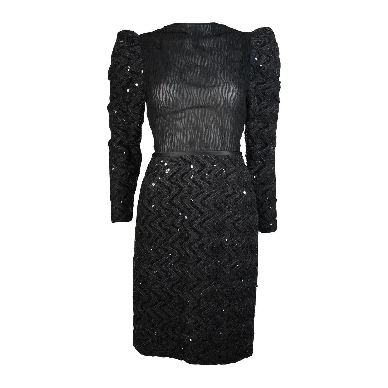 Clearance Sale VICKY TIEL Attributed Black Sequin Cocktail Dress Size Small
