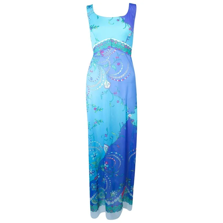 Major Savings EMILIO PUCCI Blue & Purple Abstract Print Dress Size M