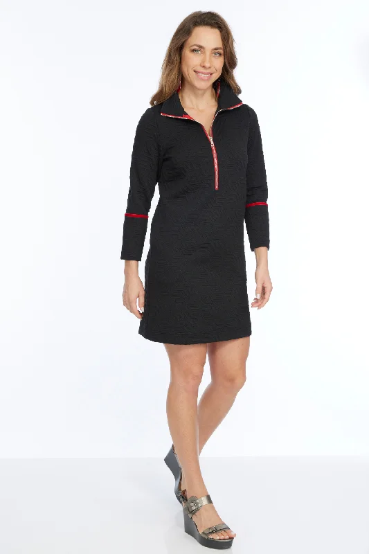 Best Seller LIOR Women's Black Collar Long Sleeve Knit Dress-"Dulce"
