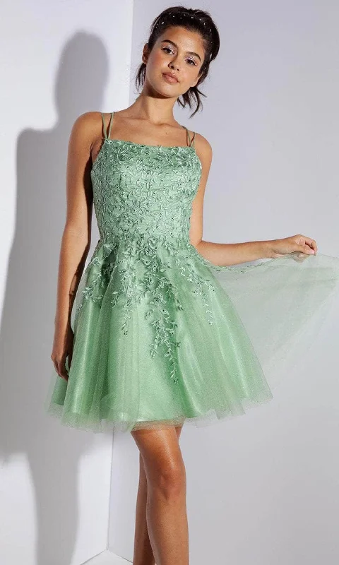 Grand Opening Sale Eureka Fashion 9727 - Double Straps A-Line Cocktail Dress