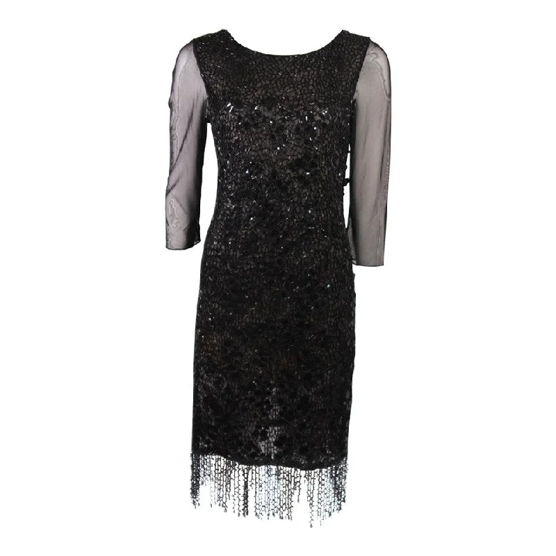 Lowest Price OSCAR DE LA RENTA Black Sequin Cocktail Dress Size 12