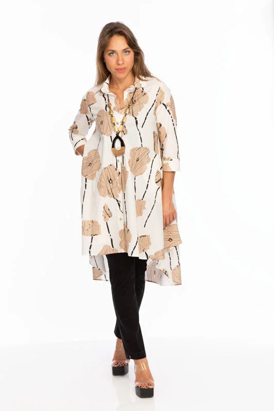 Crazy Savings Beige Floral Shirt Dress | LIOR