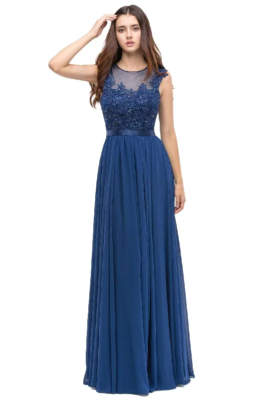 Price Reduction Eureka Fashion - 3611 Lace Illusion Neck Chiffon A-line Gown