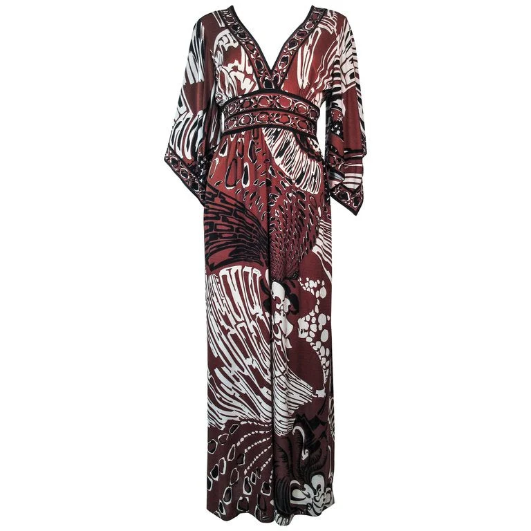 Clearance Event EMILIO PUCCI Brown & Black Silk Jersey Gown Size Small