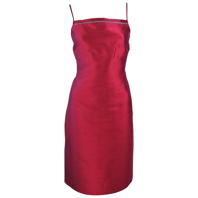 Bargain Prices OSCAR DE LA RENTA Silk Cocktail Dress with Beaded Bust Size 8