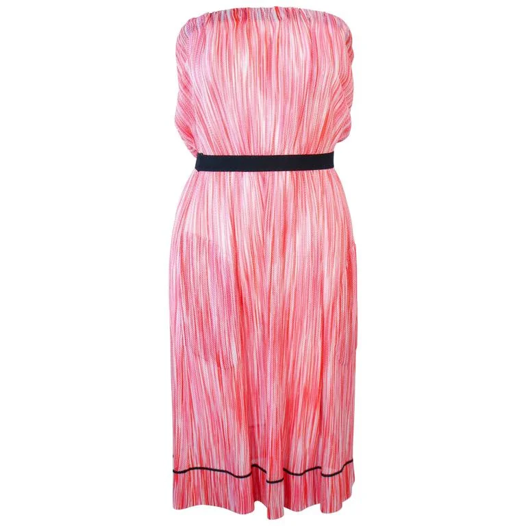 Deal Frenzy MISSONI White Orange and Pink Knit Strapless Dress Size 4-6