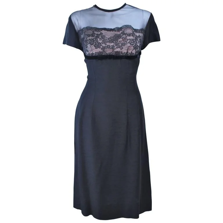 Take Advantage J. HARLAN Silk and Lace Cocktail Dress w/ Sheer Details Size 8