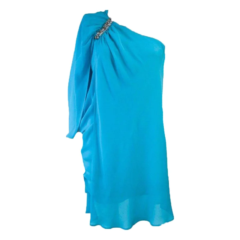 Great Deals ROBERTO CAVALLI Aqua Silk Chiffon Cocktail Dress Size 40