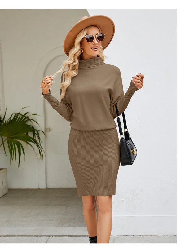 Super Deal Women's Knitted Turtleneck Jumper Dress