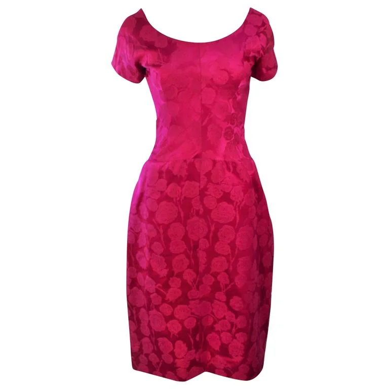 Buy Now SCHIAPARELLI Attributed Pink Brocade Cocktail Dress Size 4