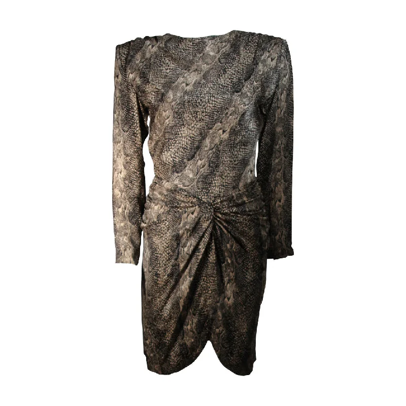 Today's Special VICKY TIEL Silk Snakeskin Cocktail Dress with Draping Size Small
