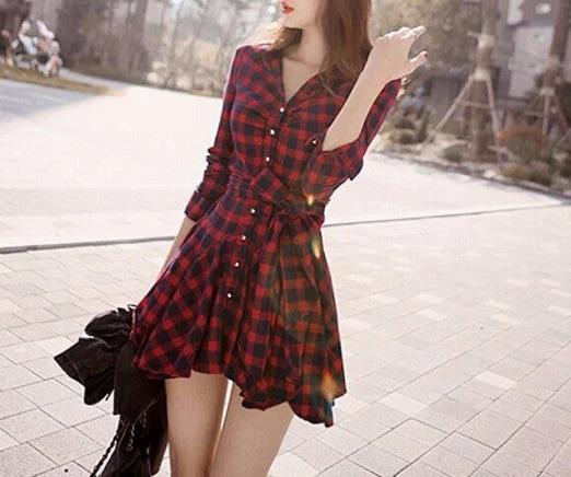 Exclusive Savings Long Sleeved Turn-Down Collar Dress