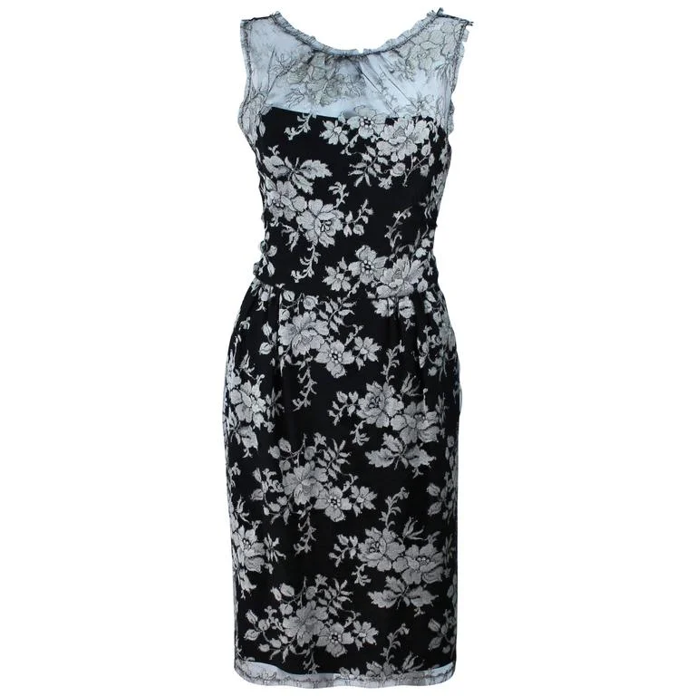Price Blitz MONIQUE LHUILLER Black and Silver Lace Cocktail Dress Size 10