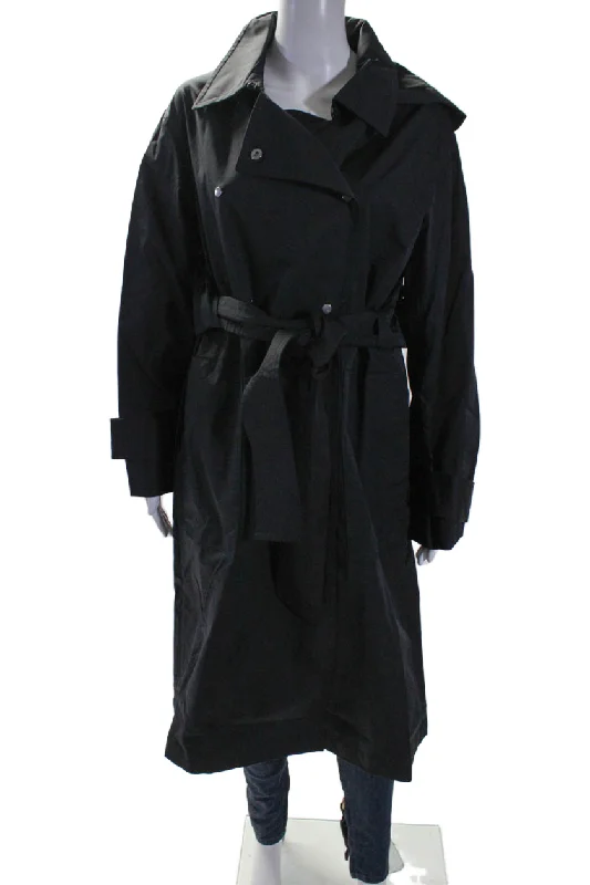 Unmissable Offer Aday Womens Long Sleeve Button Up Longline Legacy Trench Coat Black