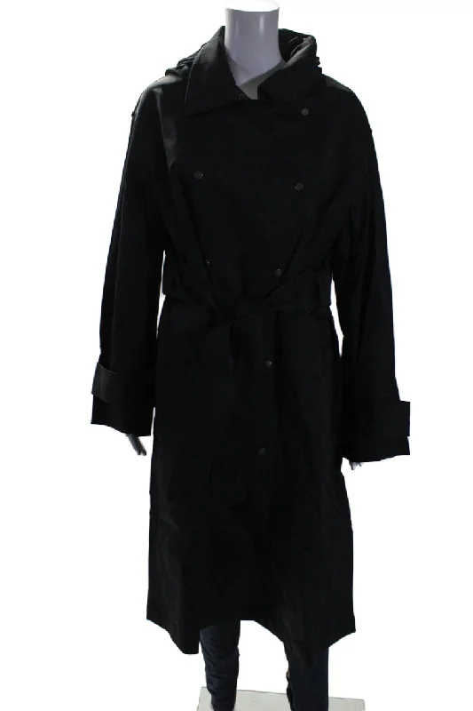 New Markdowns Aday Womens Long Sleeve Button Up Longline Legacy Trench Coat Black