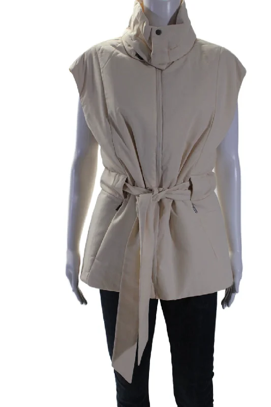Overstock Aday Womens Two Pocket High Neck Zip Up City Summits Puffer Vest Sand