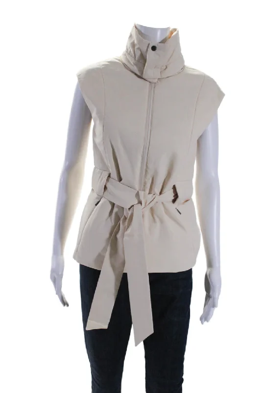 New Deals Aday Womens Two Pocket High Neck Zip Up City Summits Puffer Vest Sand