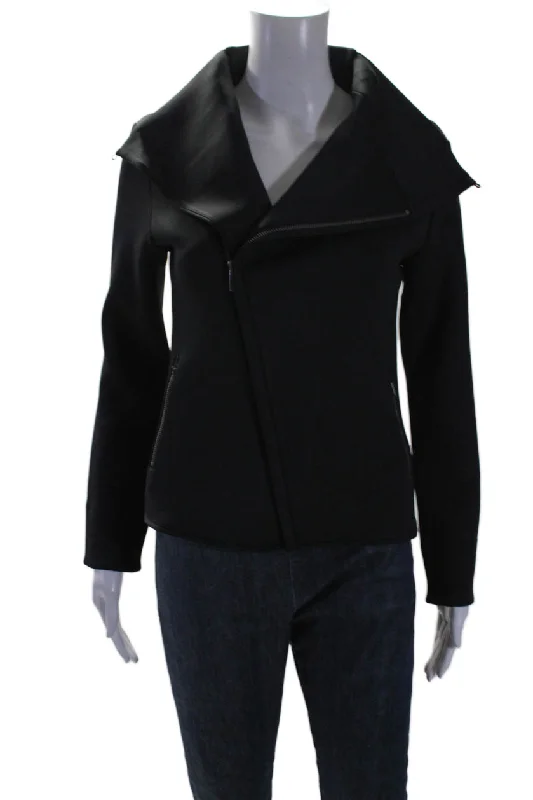 Weekend Deal Aday Womens Two Pocket High Neck Zip Up Up In The Air Jacket Black