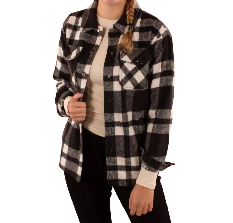 Deal Zone Cassidy Classic Plaid Shacket In Black/white