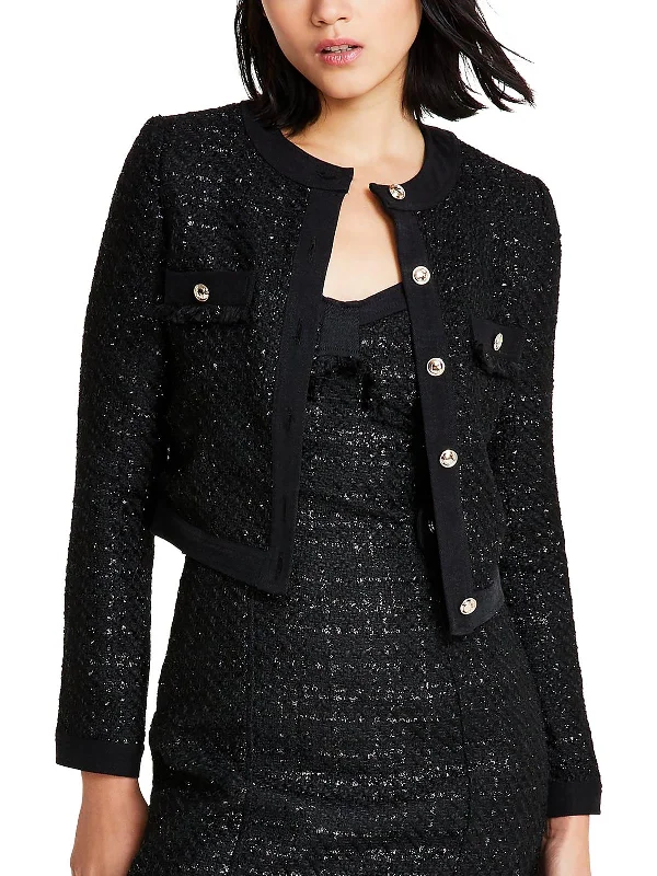 Members Only Clarissa Tweed Jacket Womens Tweed Short Trucker Jacket