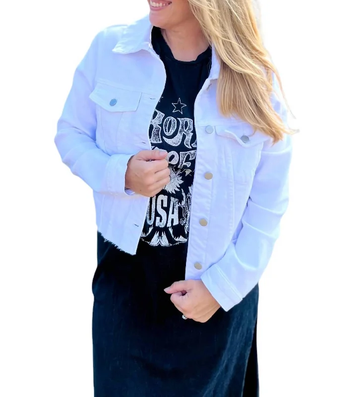 Exclusive Deal Clean Jacket With Fray In White
