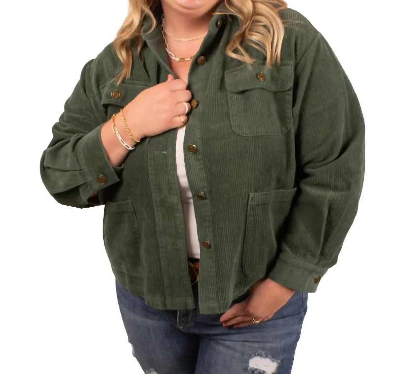 One-DAY Sale Della Double Pocket Jacket In Green