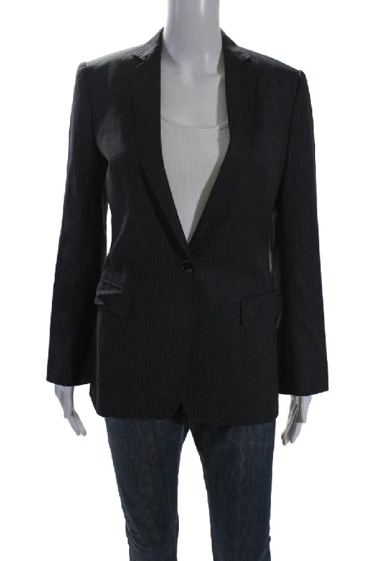 Deal of the Week Dolce & Gabbana Womens Striped Single Button Blazer Jacket Black