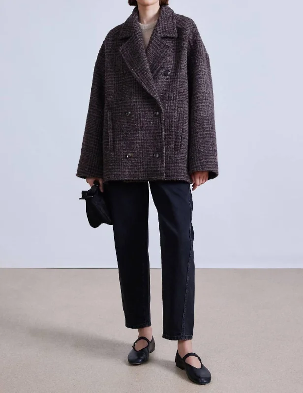 Year-End Sale Downtown Peacoat In Herring Plaid