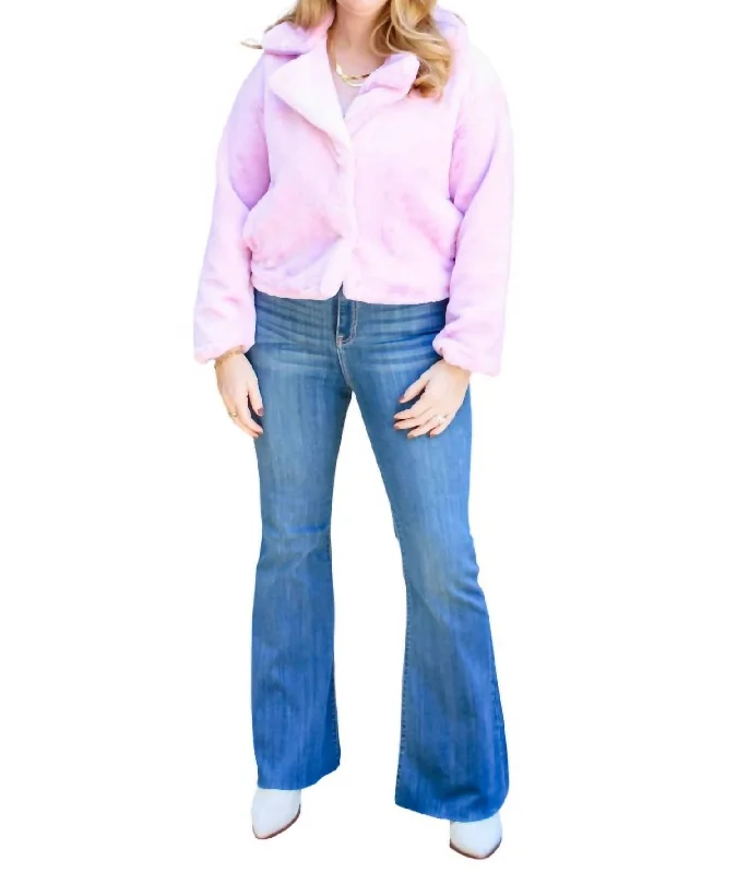 Deal Explosion Fake Fur Woven Coat In Lilac