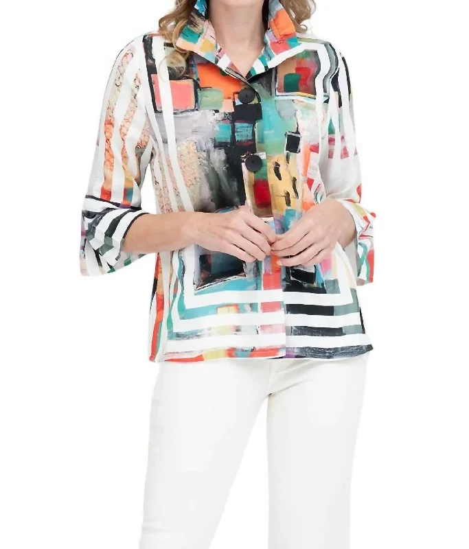 Online Specials Frame Art Jacket In Multi White