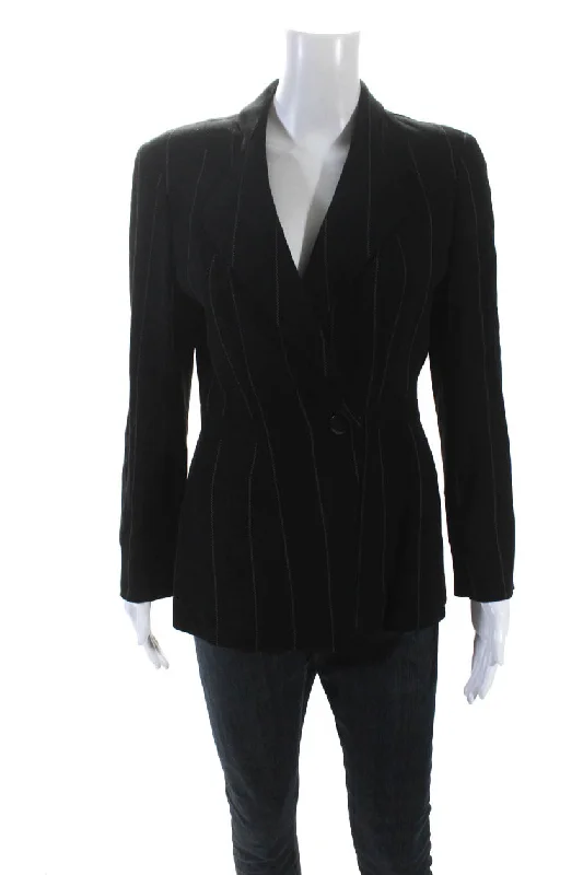 Lowest Price Giorgio Armani Le Collezioni Womens  Pinstriped Blazer Black Wool