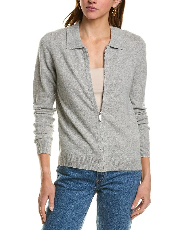 Midnight Madness Kier + J Zip Cashmere Bomber Sweater
