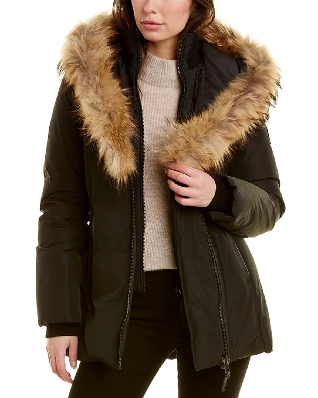 Crazy Savings Mackage Adali Hooded Leather-Trim Jacket