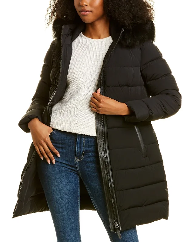 The Best Prices Mackage Calla Leather-Trim Down Coat