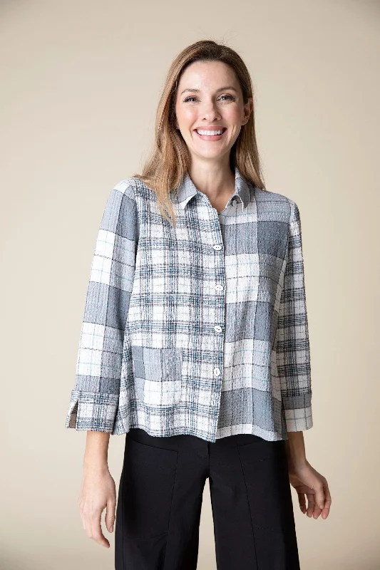 Mixed Plaid Pocket Shirt