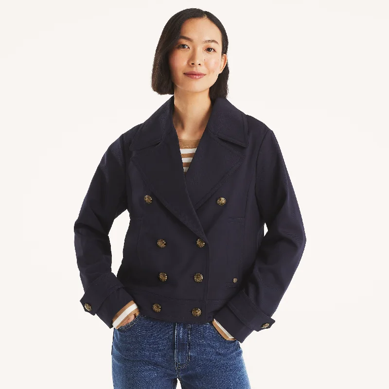 Can't Be Beat Nautica Womens Solid Peacoat