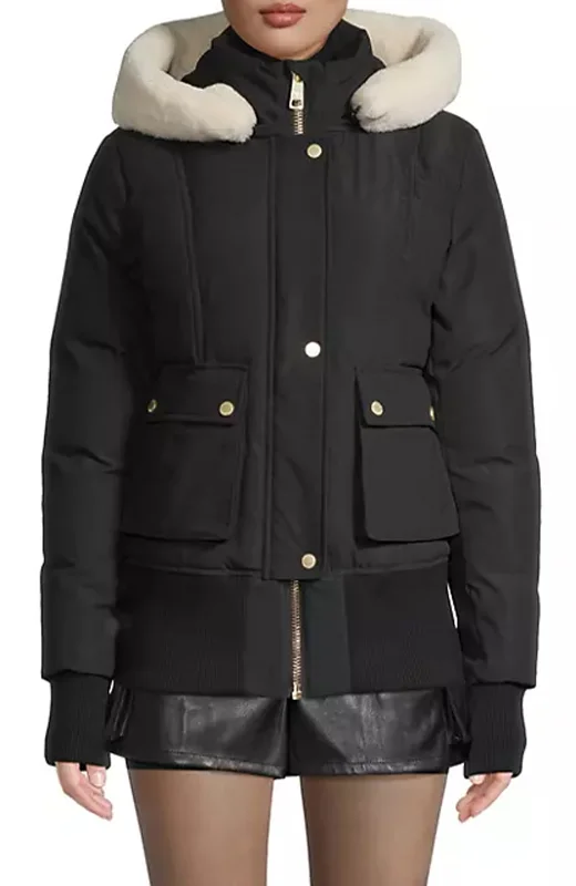 Discount Days Nicole Benisti Womens Fordham Shearling Bomber Jacket