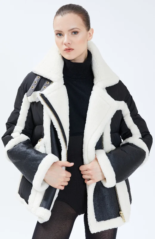 Great Deals Nicole Benisti Womens Garnier Shearling Puffer Jacket