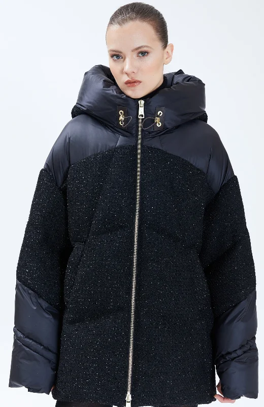 Huge Discounts Nicole Benisti Womens Matilde Tweed Puffer Jacket