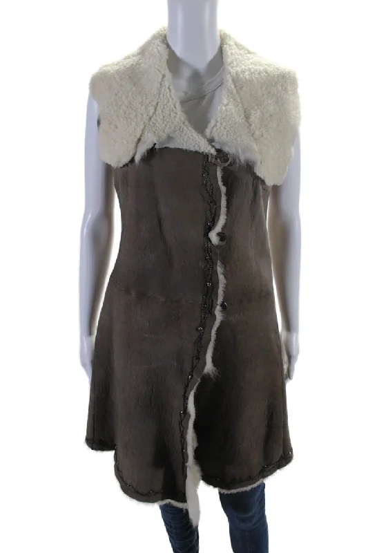 Great Bargains Nigel Preston & Knight Womens Brown Leather Cowl Neck Vest Jacket