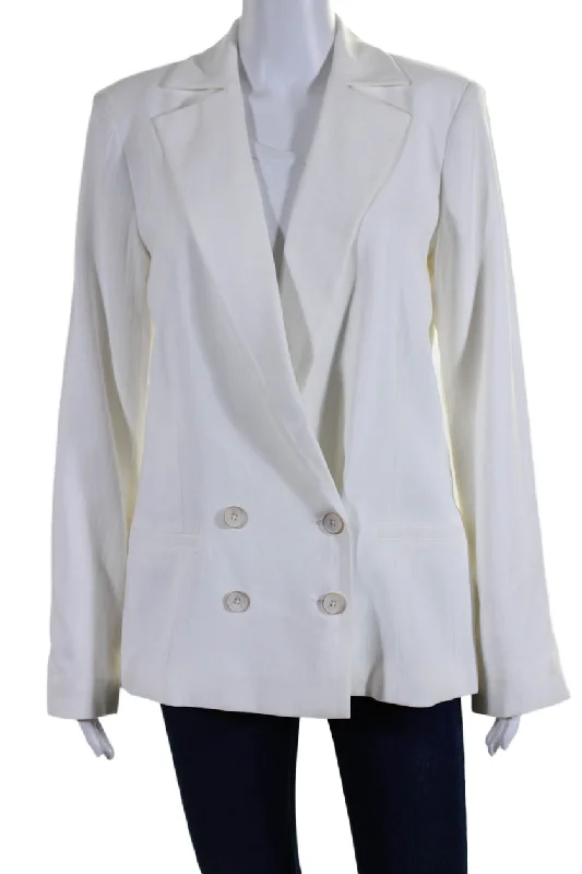 Stock Clearance Paige Womens Notch Collar Double Breasted Button Up Blazer Jacket White Stock Clearance Paige Womens Notch Collar Double Breasted Button Up Blazer Jacket White