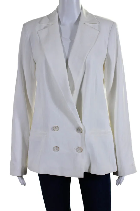Value Deals Paige Womens Notch Collar Double Breasted Button Up Blazer Jacket White