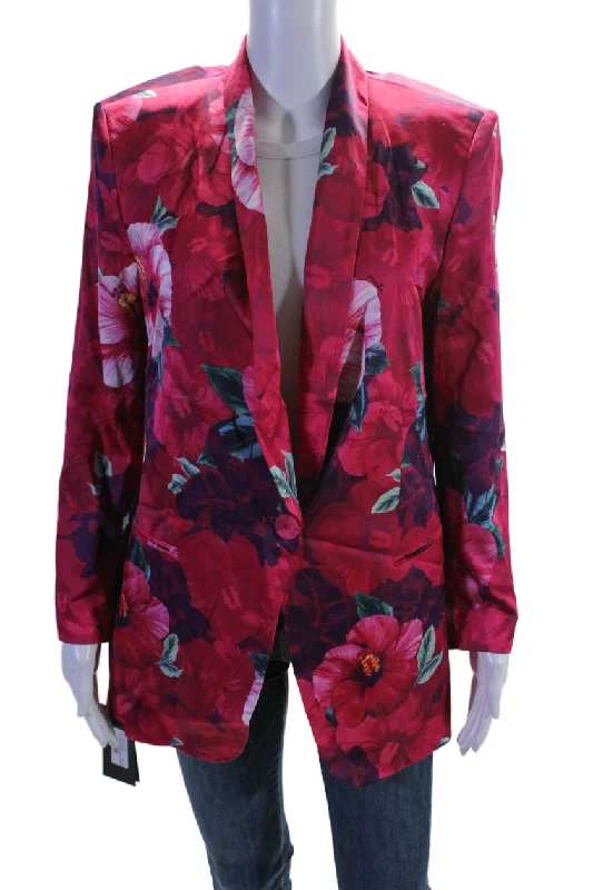Massive Deals Pinko Womens Floral Collared Long Sleeve Button Up Blazer Jacket Pink