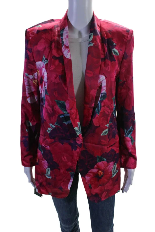 Big Savings Pinko Womens Floral Collared Long Sleeve Button Up Blazer Jacket Pink
