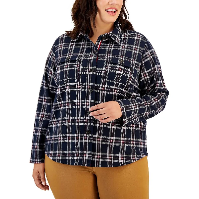 Steals and Deals Plus Womens Plaid Cold Weather Shirt Jacket