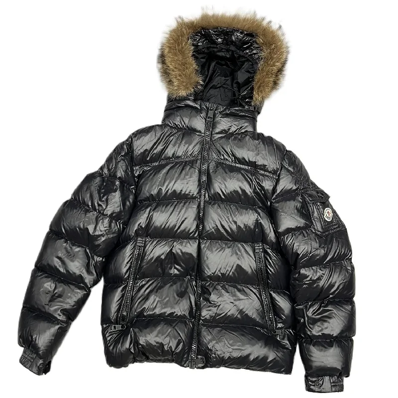 Limited Time Pre-Loved Women's Faux Fur Trim Hood Coat In Black & Faux Fur