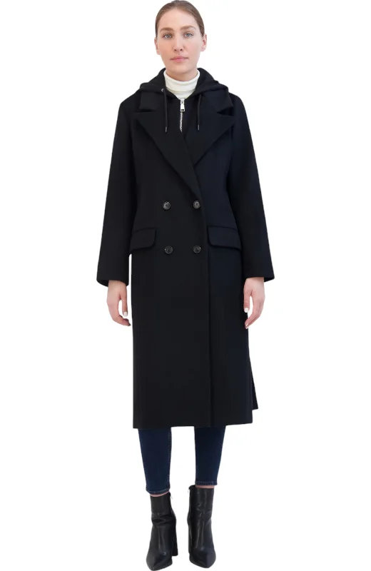 Deal Dash Rebecca Minkkoff Women's DB Wool Coat with Hoodie