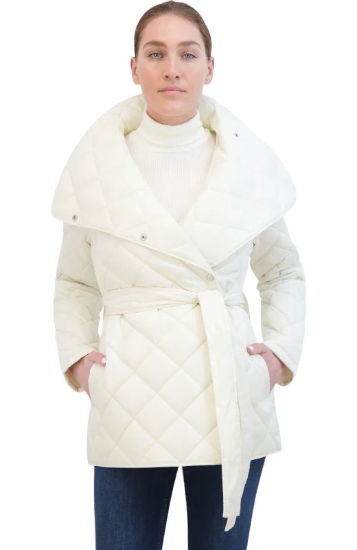 Amazing Deals Rebecca Minkkoff Women's Funnel neck Quilted Wrap Jacket